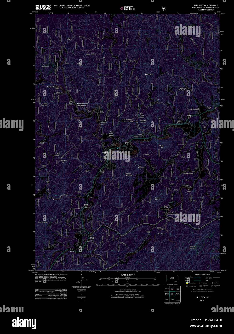 Hill city south dakota map hires stock photography and images Alamy