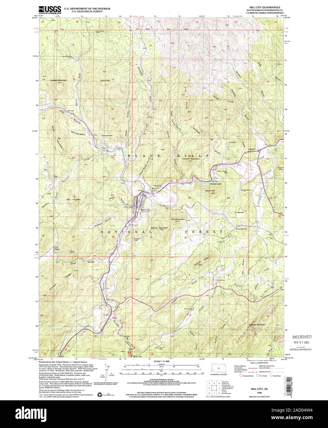 Hill City Sd Map Map Of Hill City South Dakota Hi-Res Stock Photography And Images - Alamy