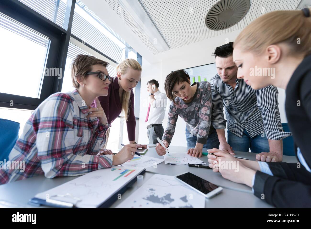 top view of Business people group brainstorming on meeting Stock Photo ...