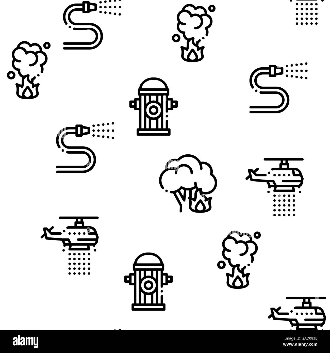 Firefighter Equipment Seamless Pattern Vector Stock Vector