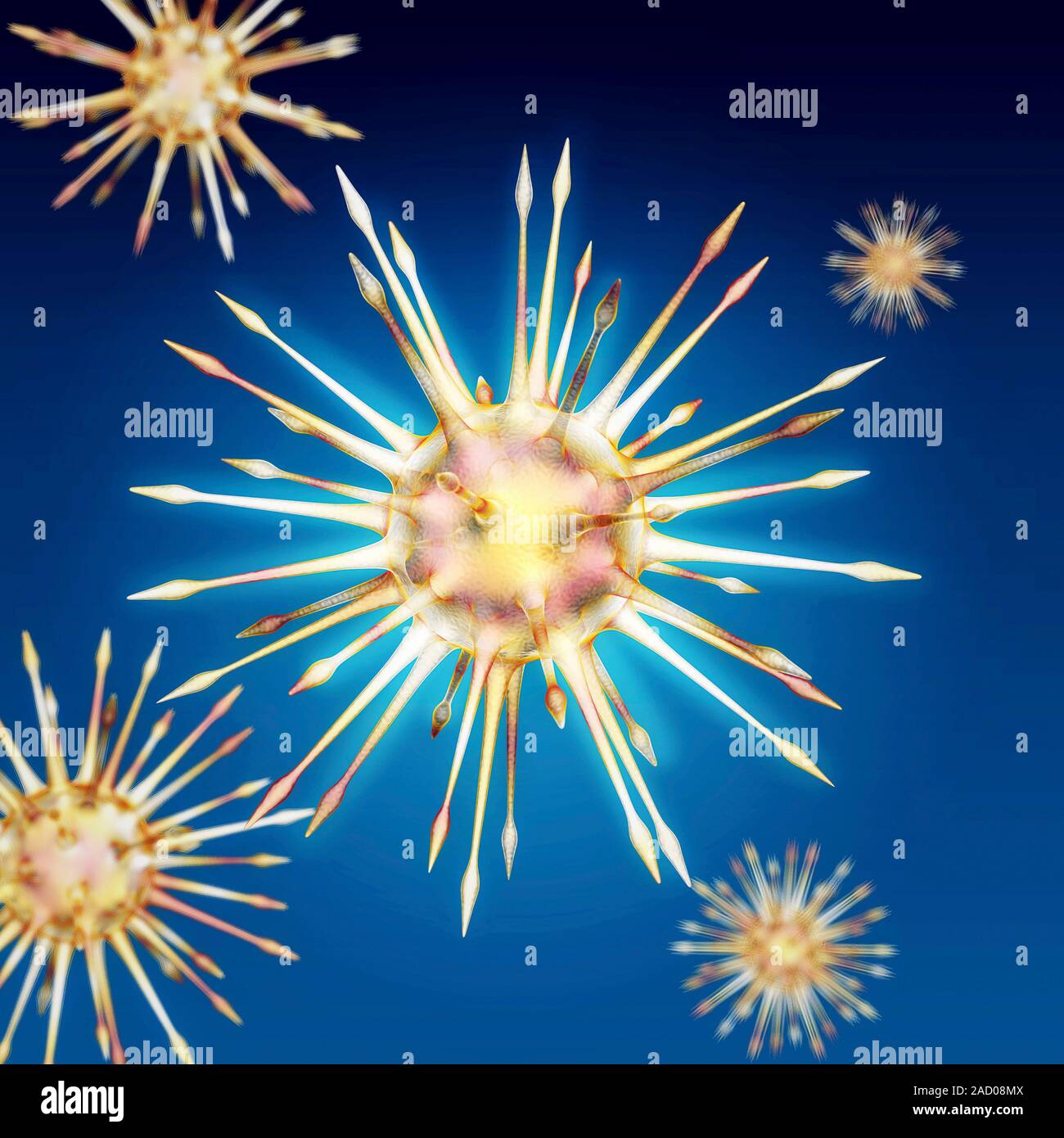 HIV particles. Computer illustration of HIV (human immunodeficiency ...