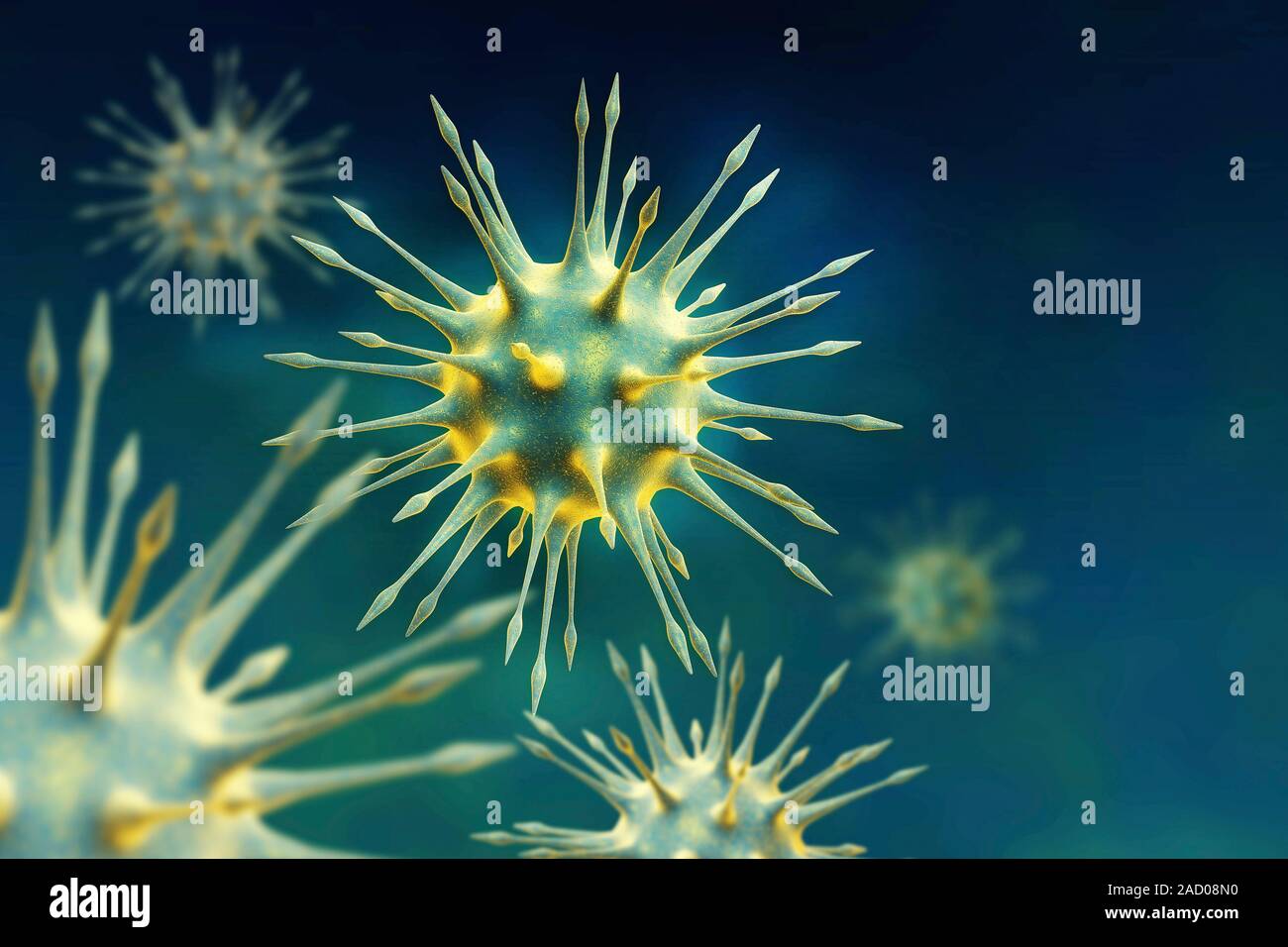 HIV particles. Computer illustration of HIV (human immunodeficiency ...