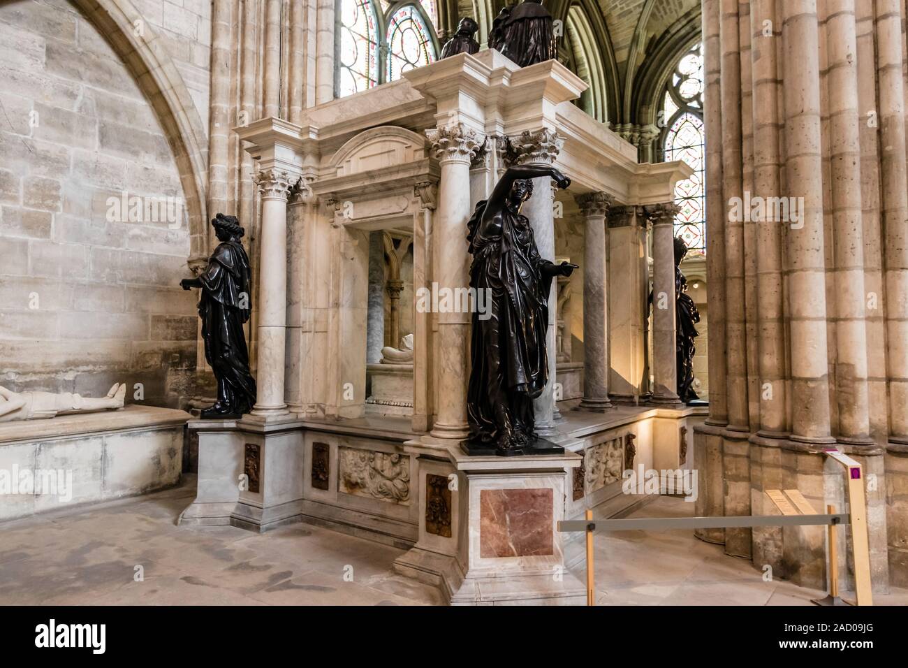 The tomb of Henry II and Catherine de' Medici in Basilica Cathedral of Saint-Denis, Paris Stock Photo