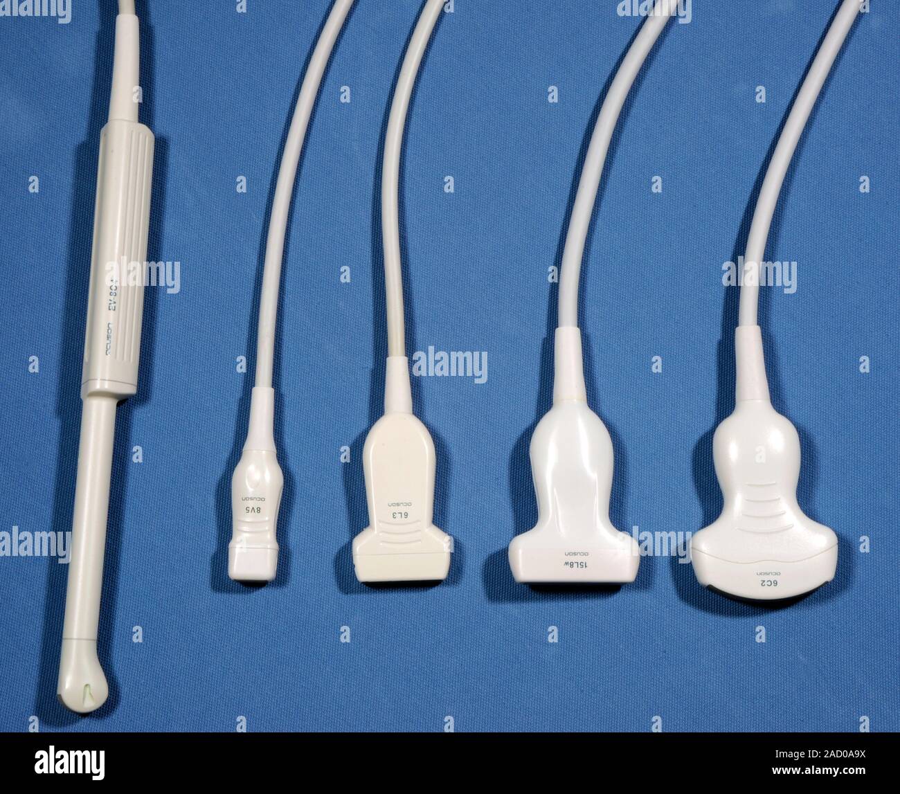 Ultrasound scanner heads. Selection of different size and shape