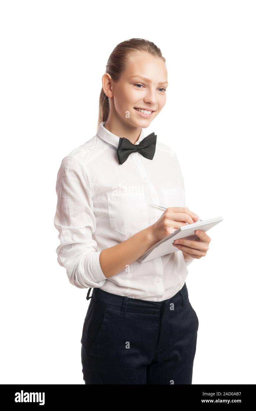 Portrat of waitress taking order Stock Photo