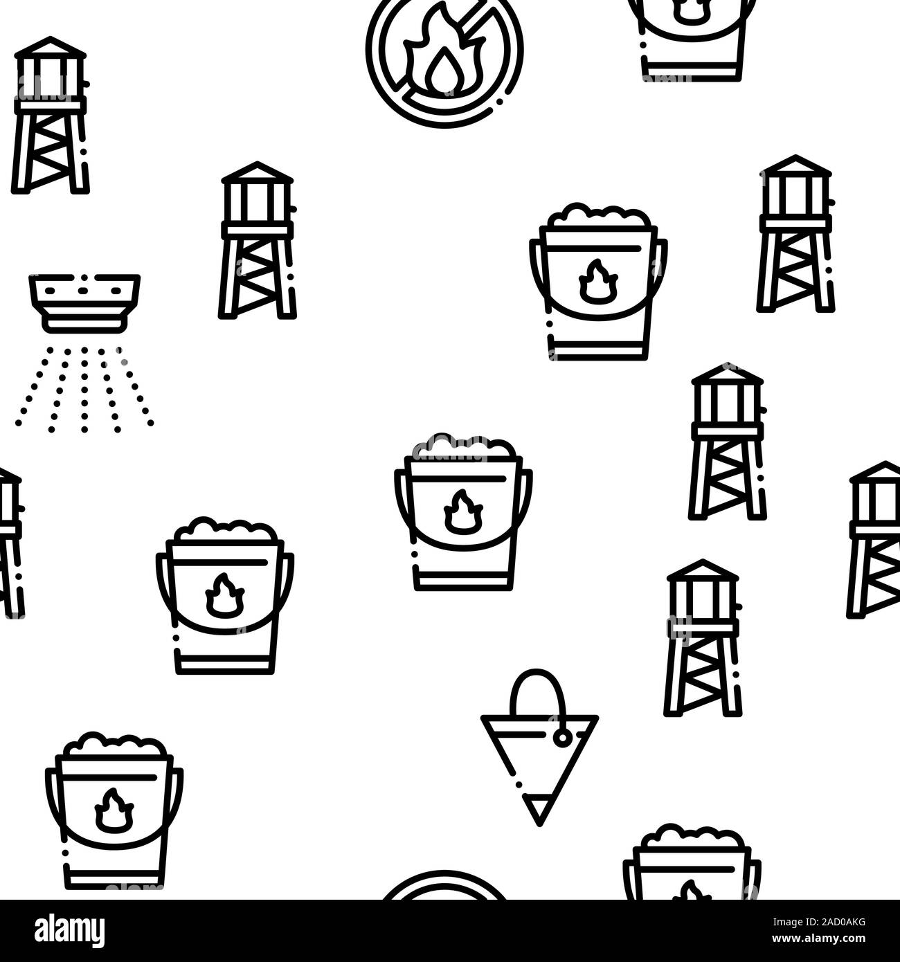 Firefighter Equipment Seamless Pattern Vector Stock Vector