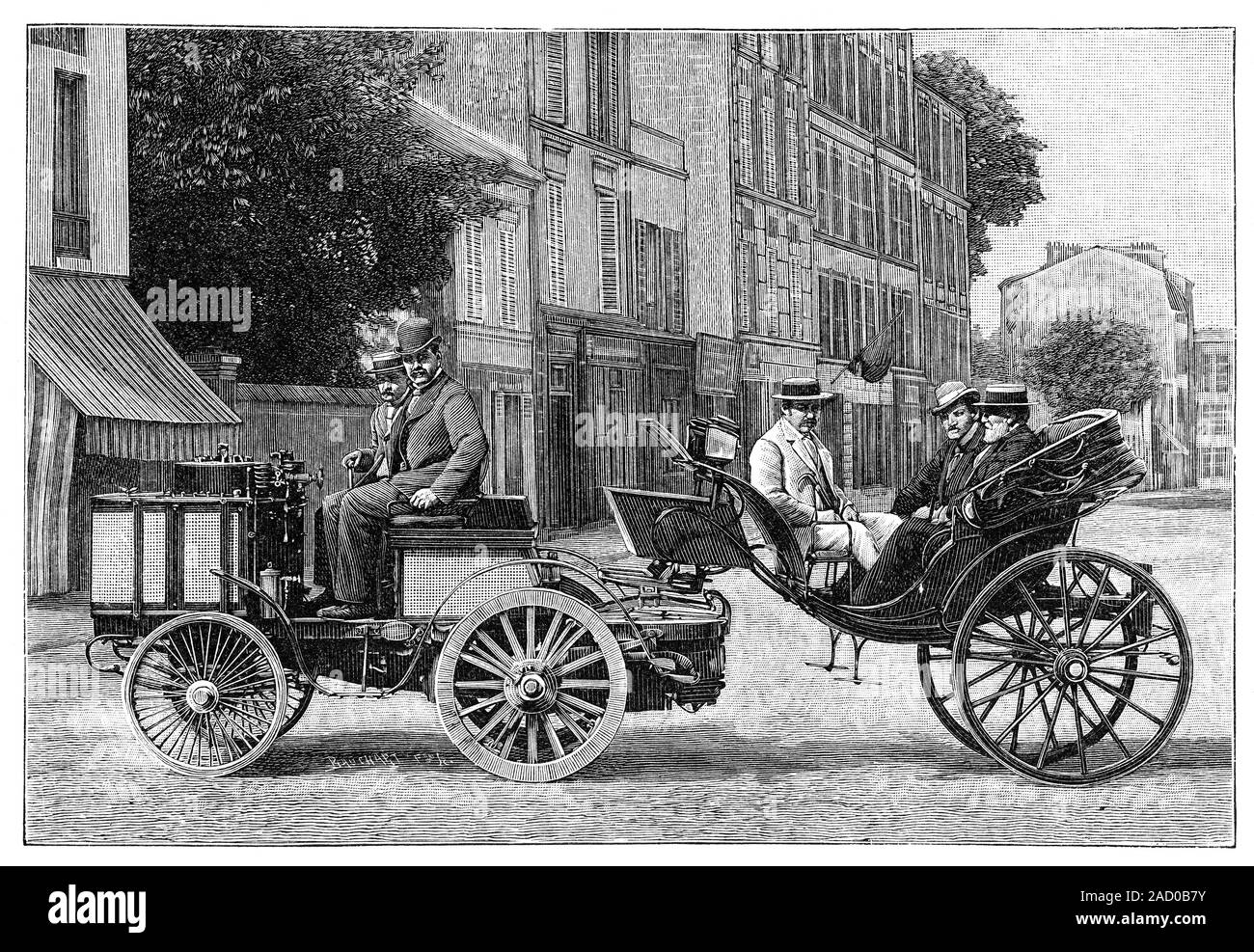 Dion steam carriage. 19thcentury illustration of the steam vehicle