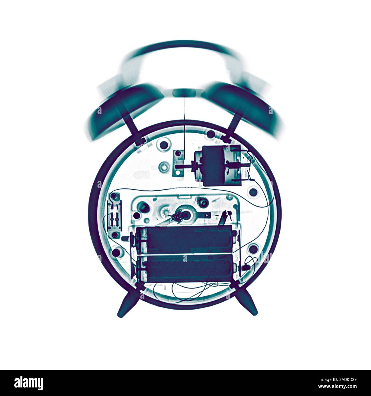 X-ray of a ringing mechanical alarm clock Stock Photo - Alamy