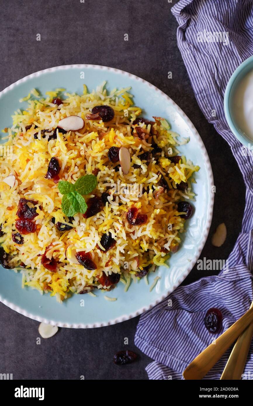 Cranberry Rice Pilaf /Persian Jewled rice Stock Photo Alamy