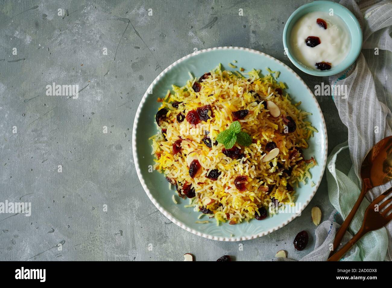 Cranberry Rice Pilaf /Persian Jewled rice Stock Photo Alamy