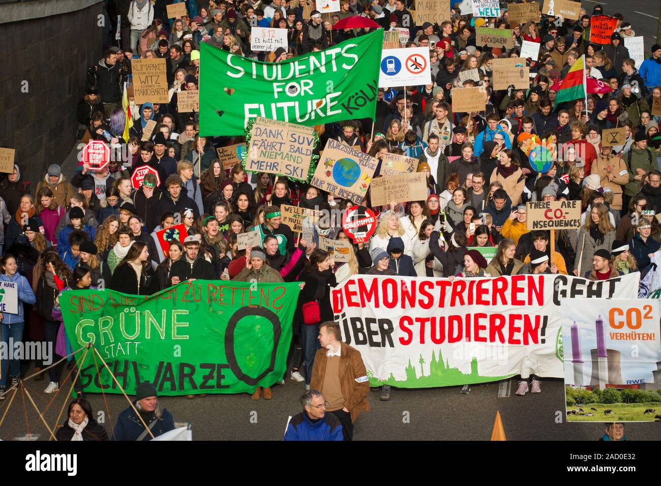 November 29, 2019 - Cologne, Germany. Fridays for Future climate strike. 4th global day of action initiated by young people calling for a radical chan Stock Photo