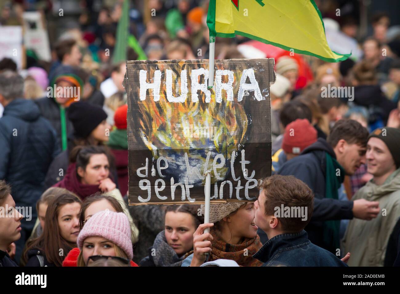 November 29, 2019 - Cologne, Germany. Fridays for Future climate strike. 4th global day of action initiated by young people calling for a radical chan Stock Photo