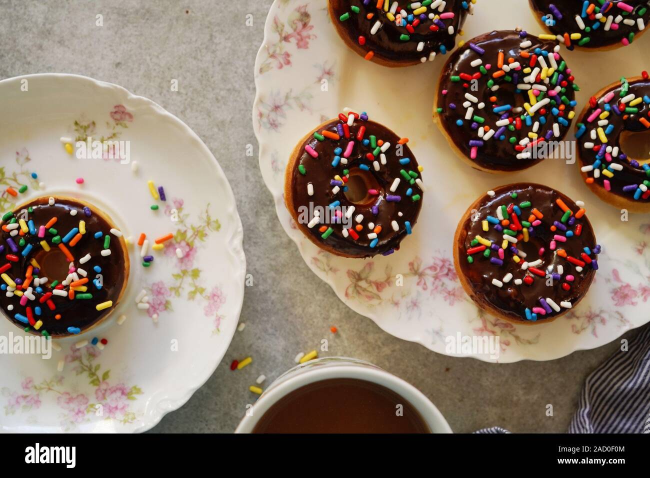 Homemade Mini chocolate Donuts/ Doughnuts Stock Photo