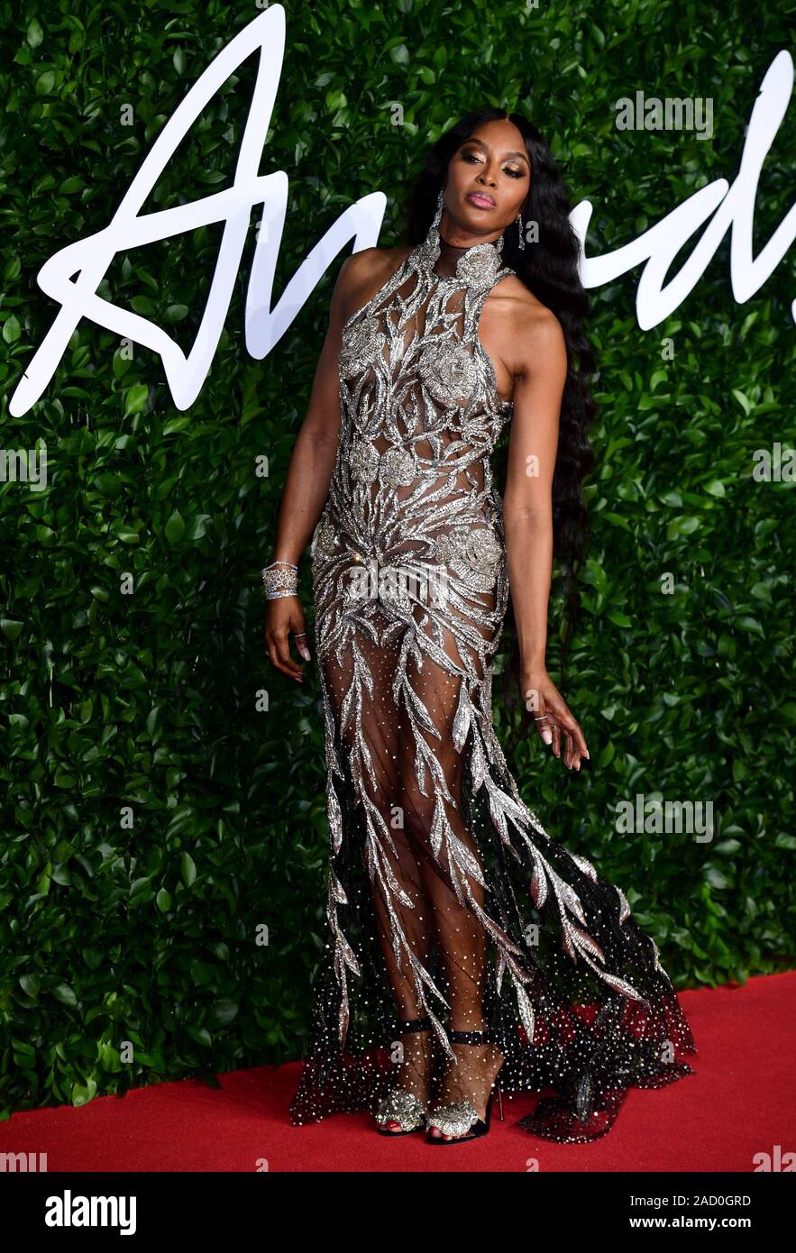Naomi Campbell attending the Fashion Awards 2019 at the Royal Albert ...