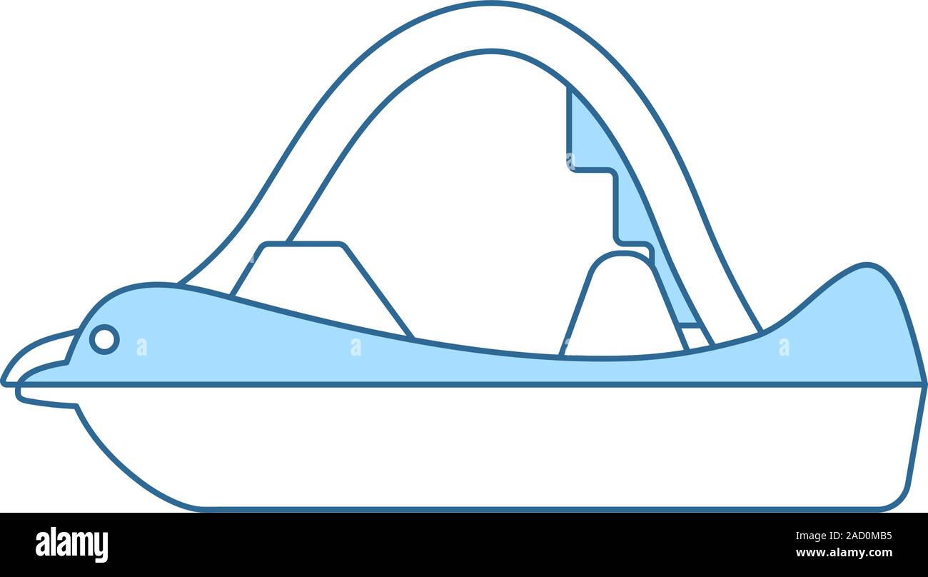 Catamaran Icon. Thin Line With Blue Fill Design. Vector Illustration. Stock Vector