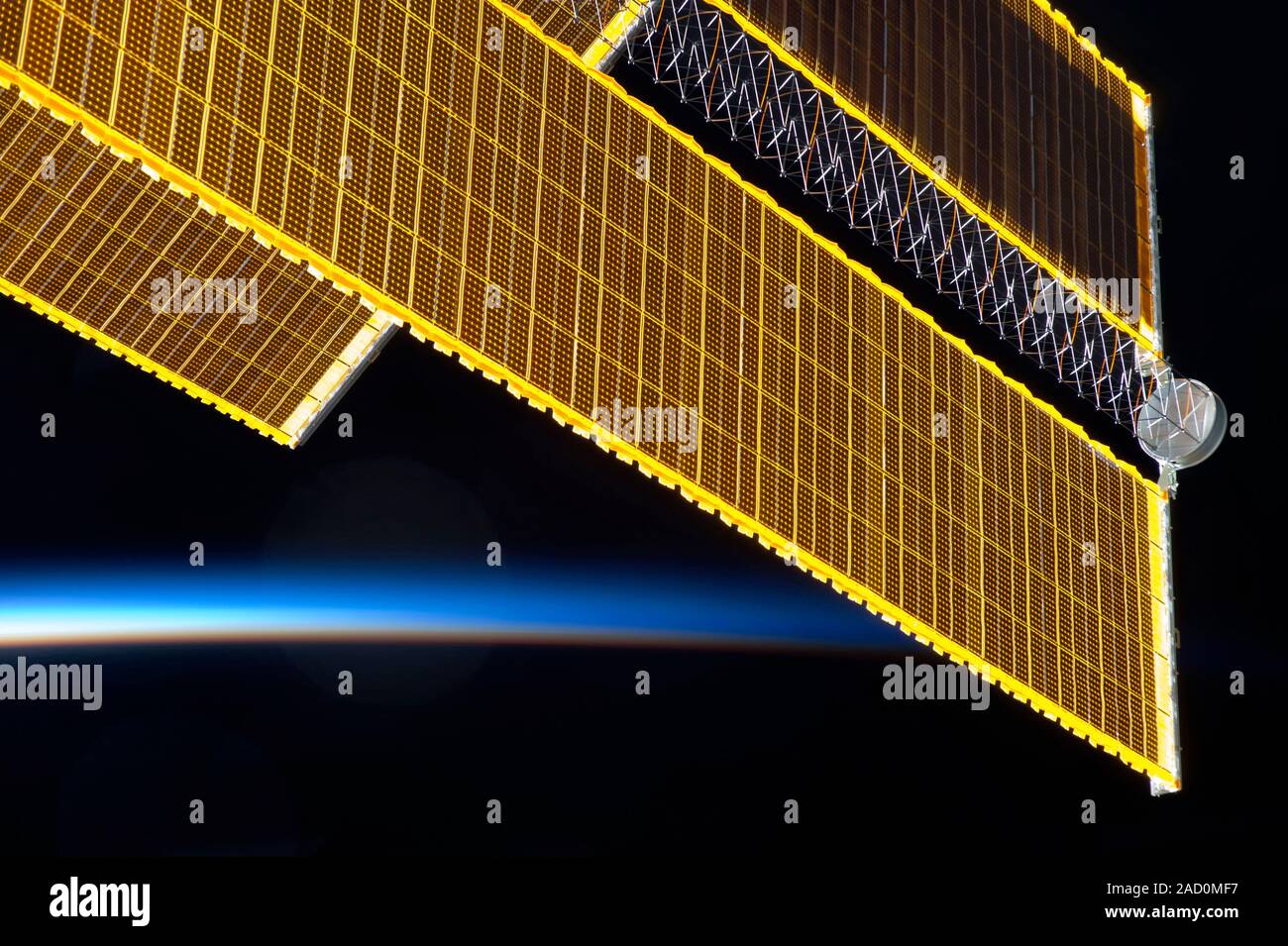 ISS solar arrays. View of the solar array wings of the International ...