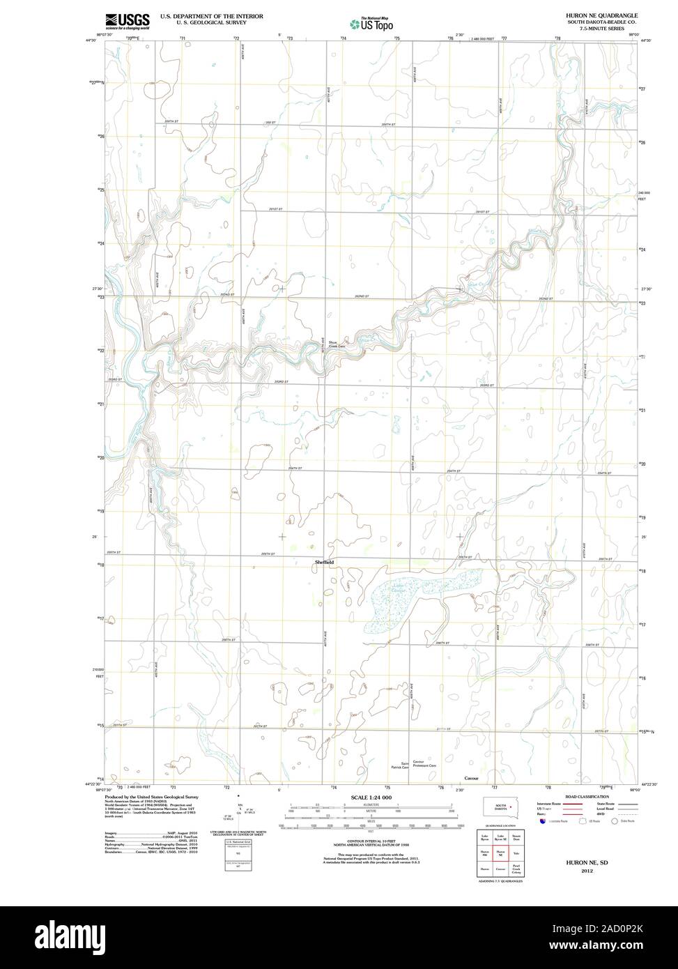 Usgs Topo Map South Dakota Sd Huron Ne 20120608 Tm Restoration 2AD0P2K 