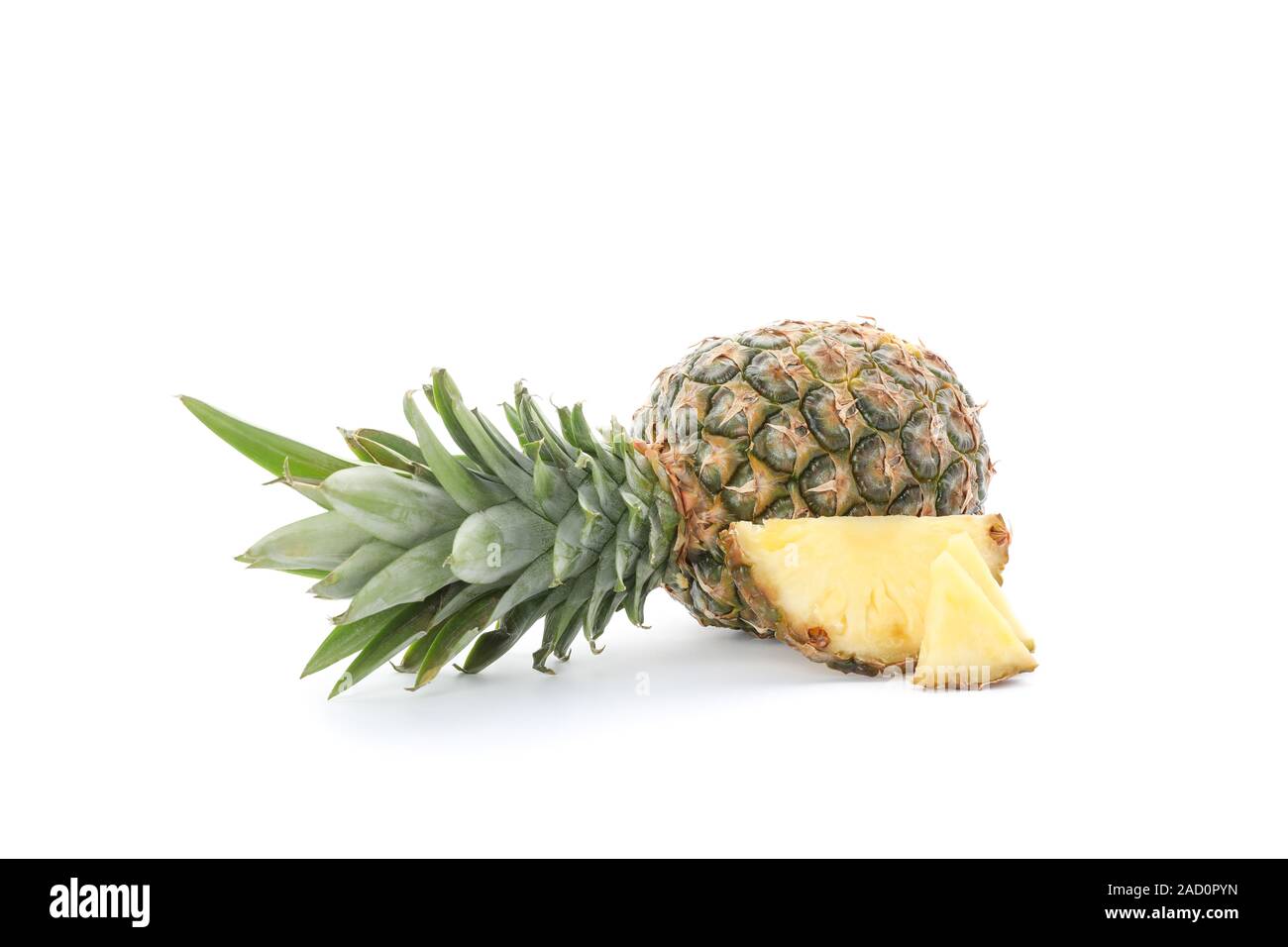 Pineapple and slices isolated on white background Stock Photo - Alamy