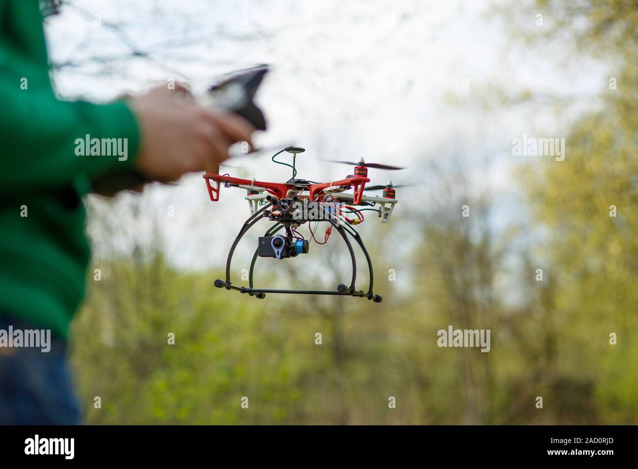 Man controling a drone. Stock Photo