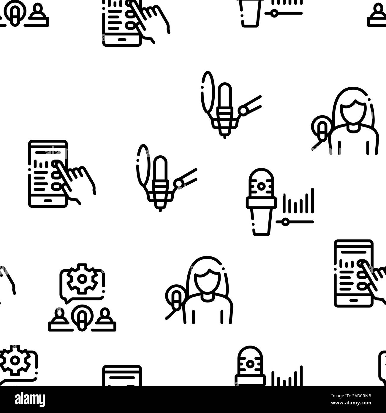Podcast And Radio Seamless Pattern Vector Stock Vector