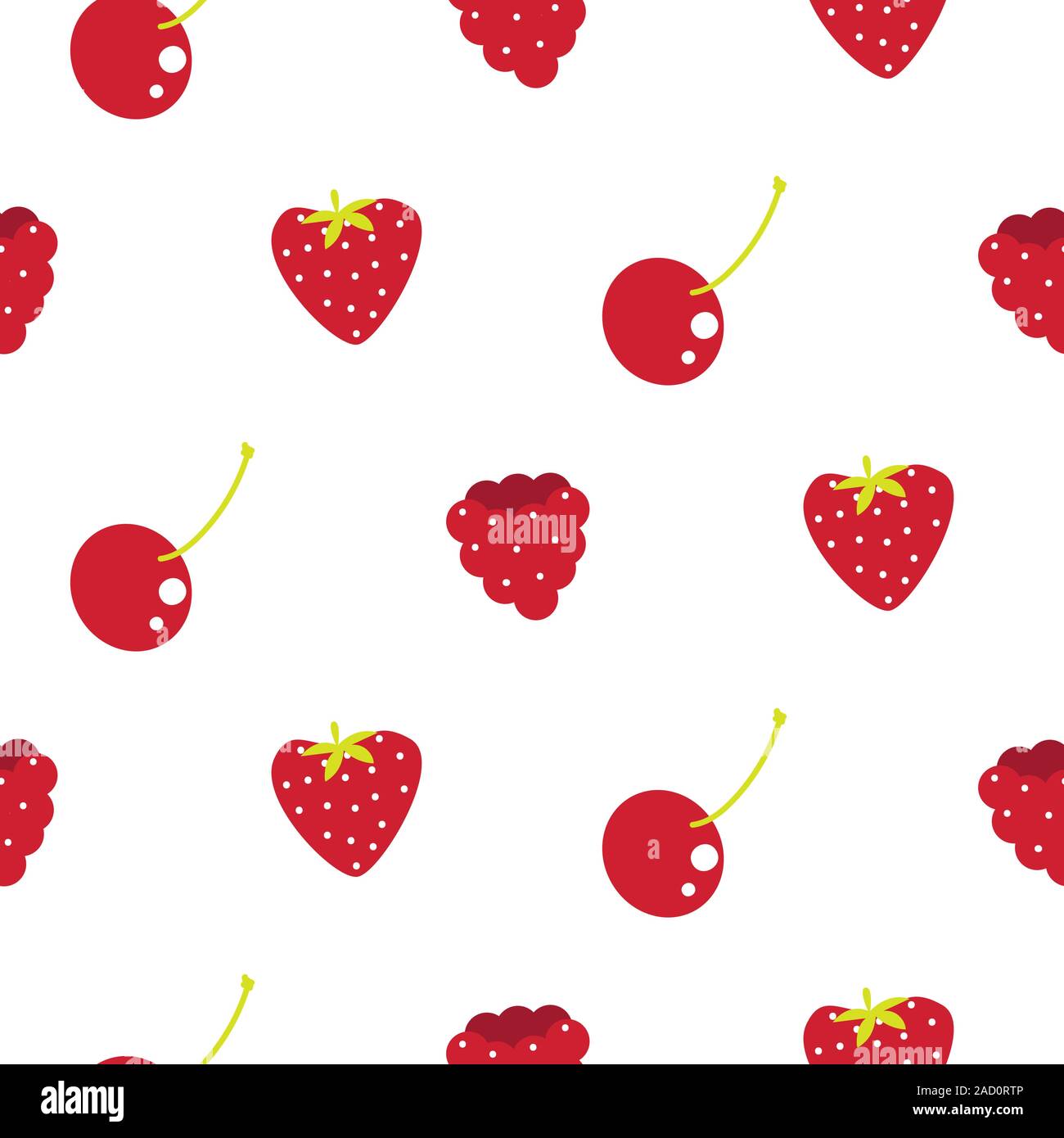Red berry on white seamless vector pattern. Stock Vector