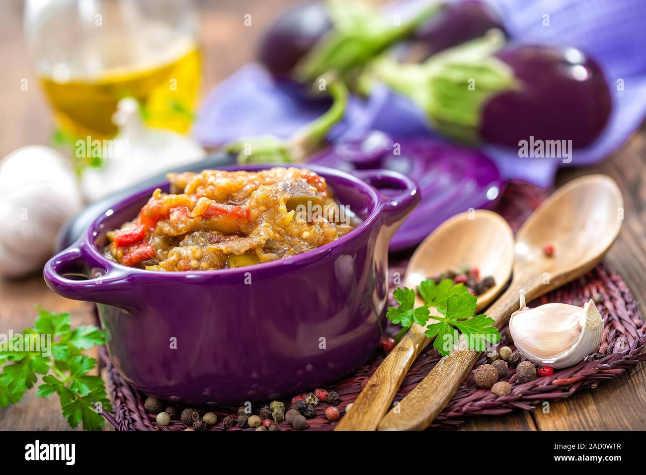 eggplant puree Stock Photo