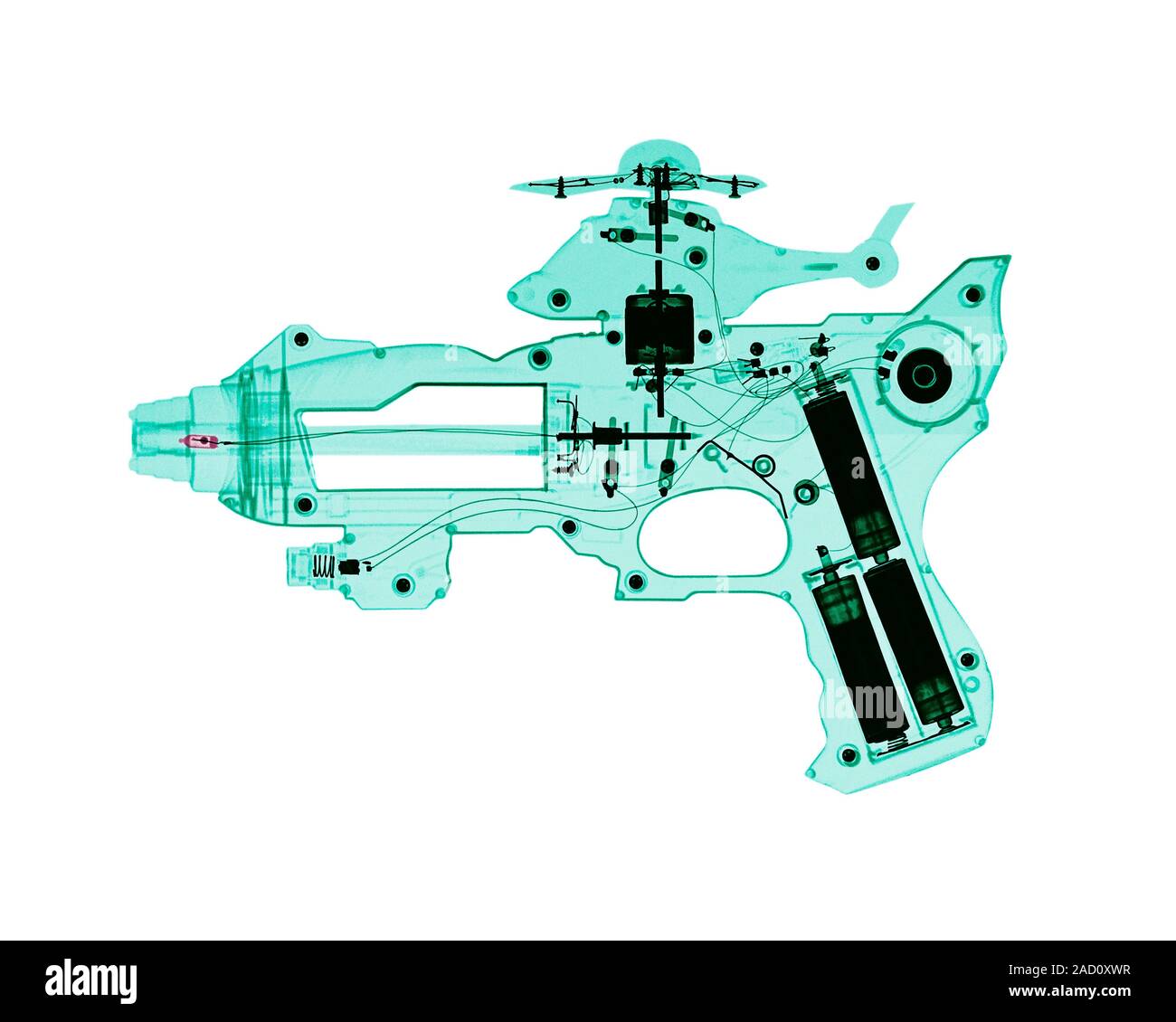 Toy Gun Exploded View Toy gun, coloured X-ray Stock Photo - Alamy