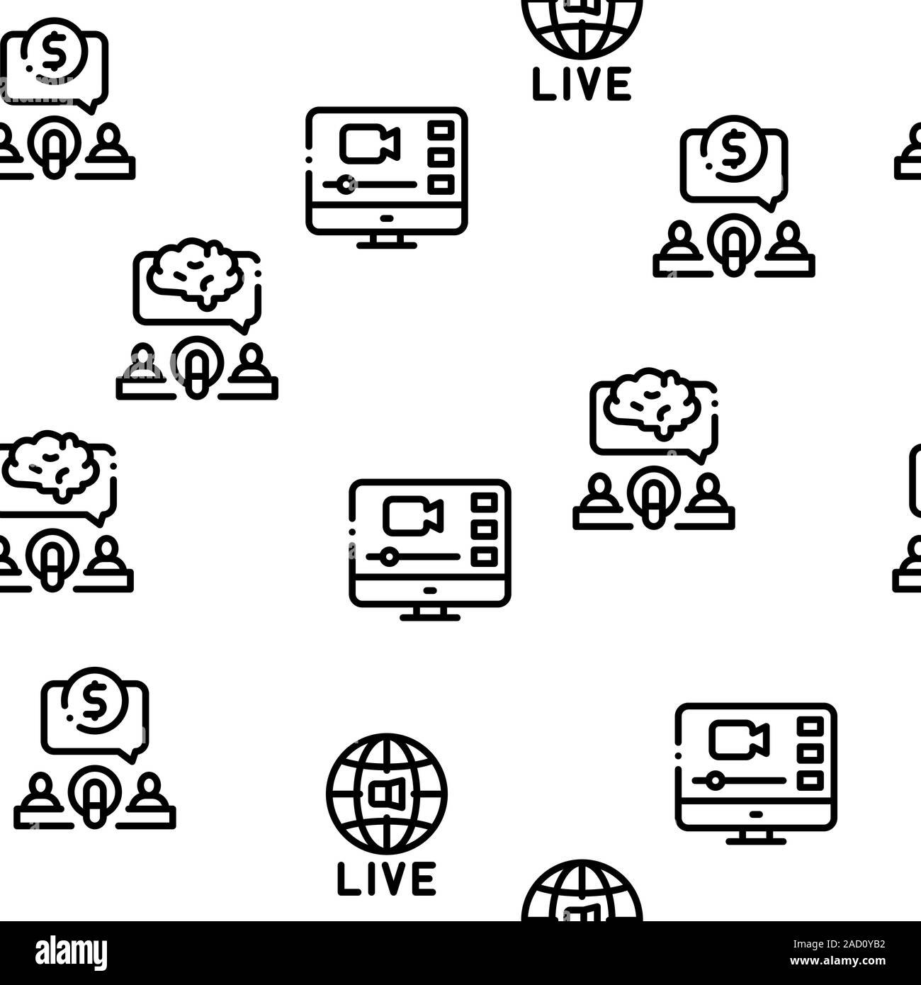 Podcast And Radio Seamless Pattern Vector Stock Vector