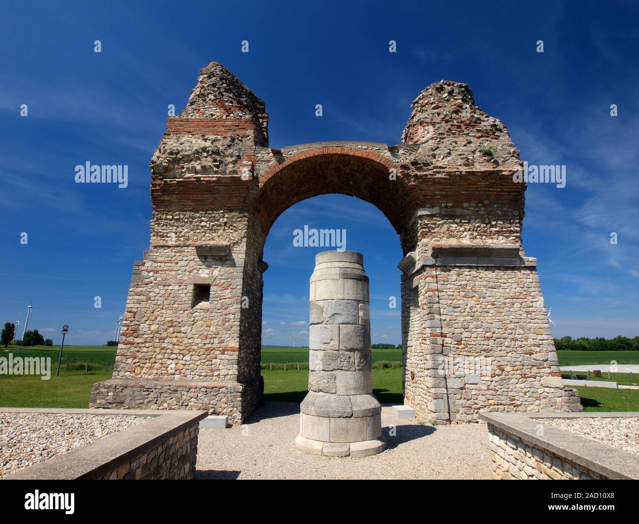 Roman Heathen Gate in Petronell-Carnuntum in Lower Austria Stock Photo