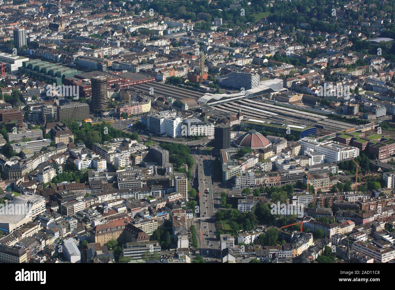 Basel, city centre with SBB railway station and market hall Stock Photo