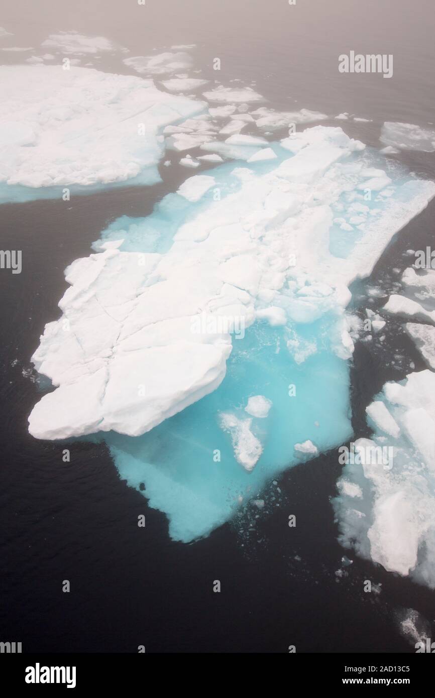Rotten sea ice at over 80 degrees North off the north coast of Svalbard ...