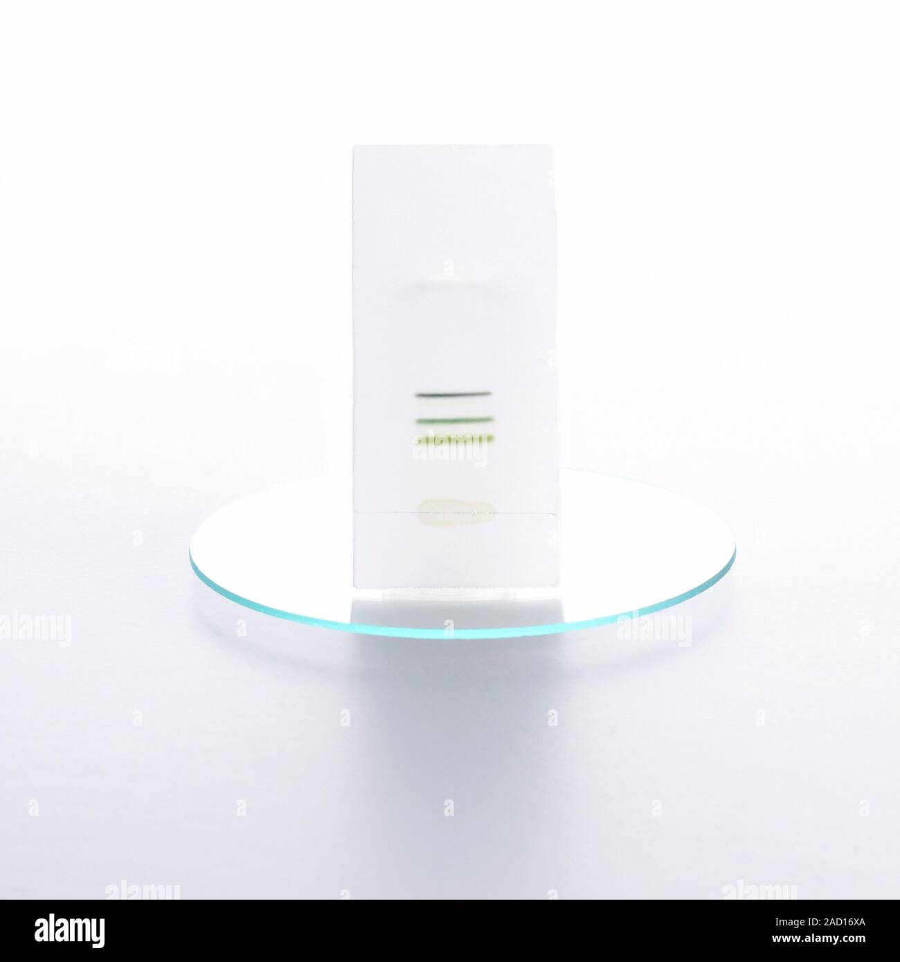Paper chromatography. Coloured streaks left by different colour dyes in