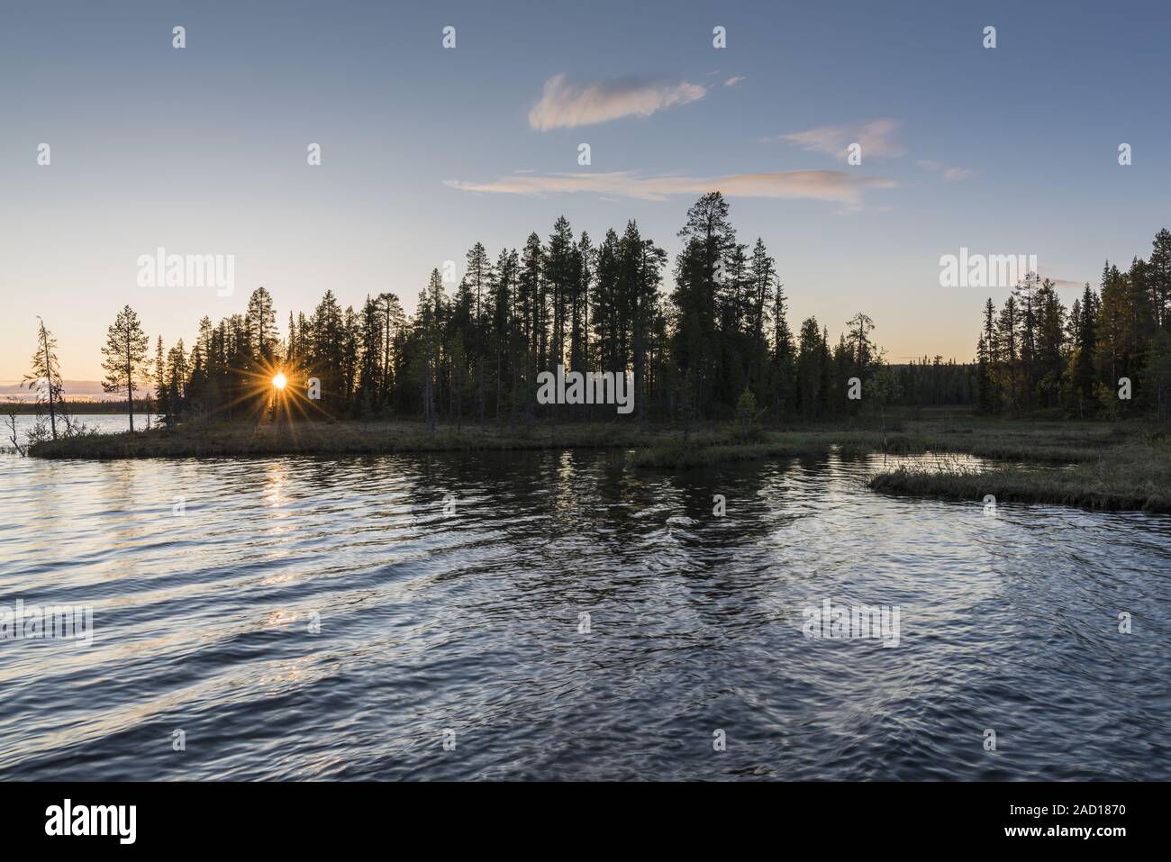 evening mood beside a lake, Muddus National park, Lapland, Sweden Stock Photo