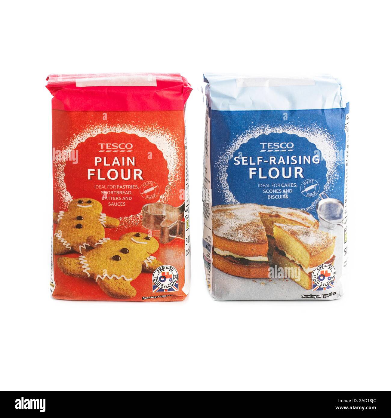 Bags of plain (left) and selfraising flour. Selfraising flour