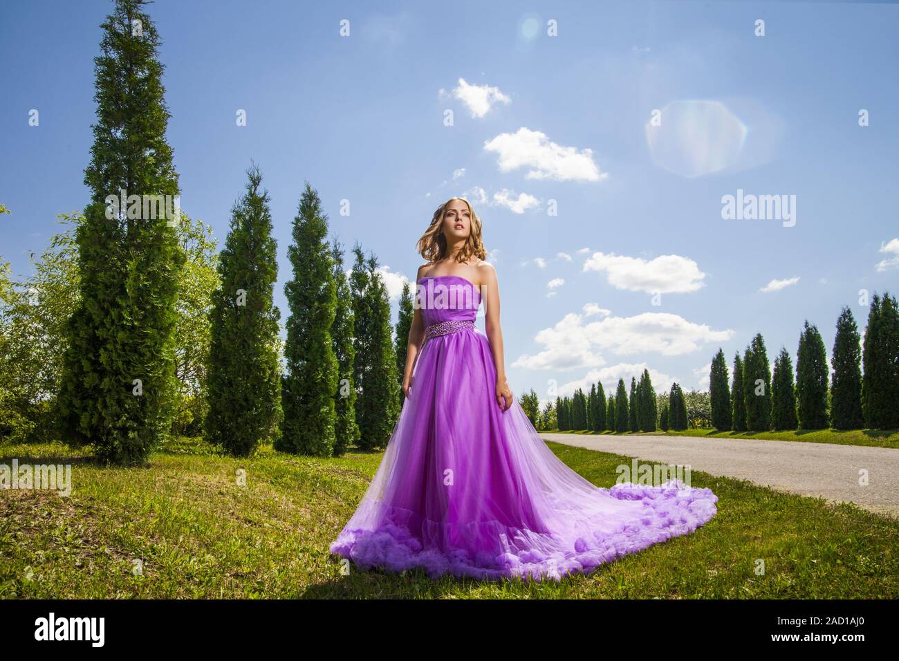Blonde woman in blue princess dress hi-res stock photography and images ...