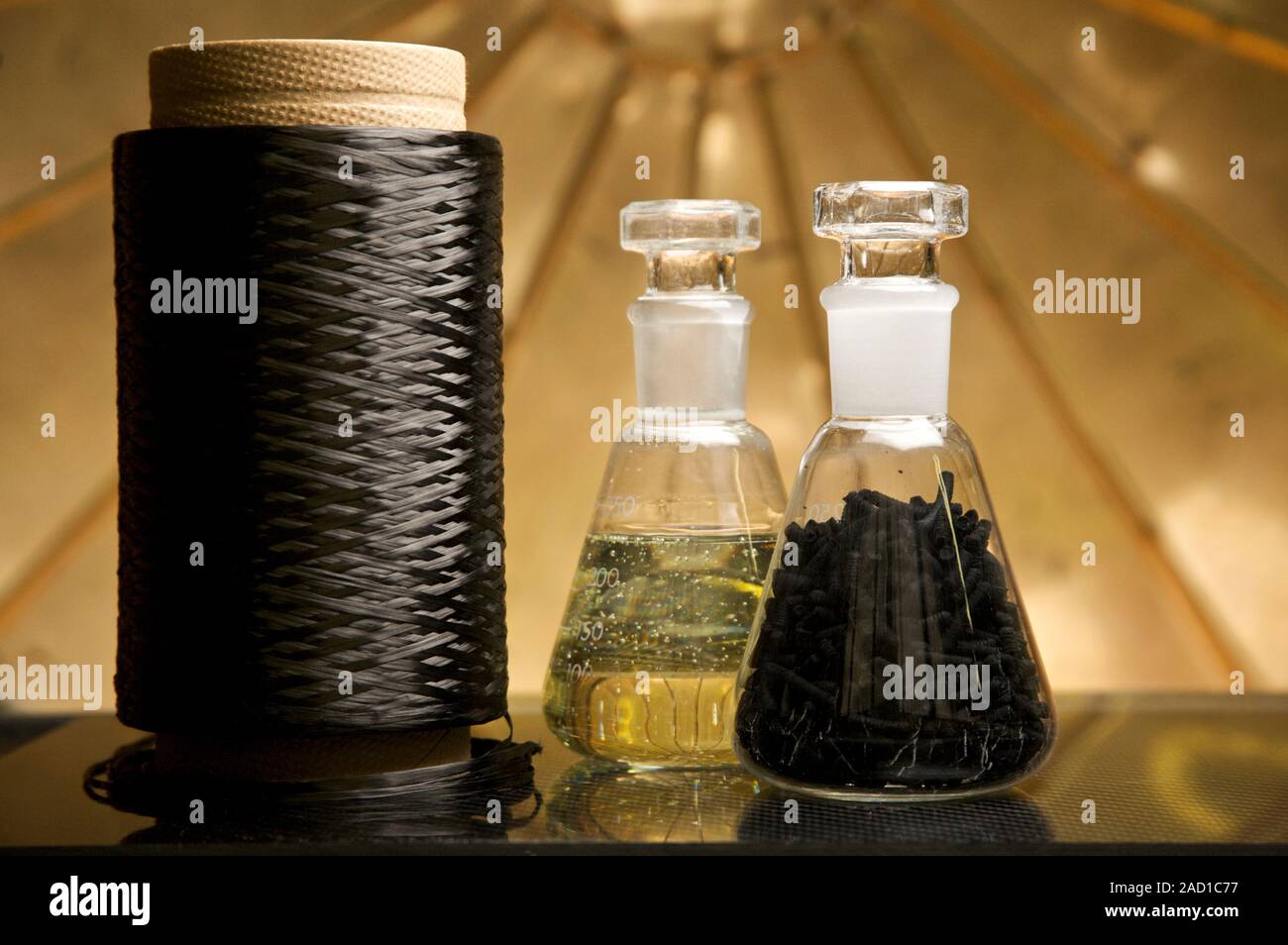 Carbon fibre (left), epoxy resin and carbon nanotube pellets (right ...