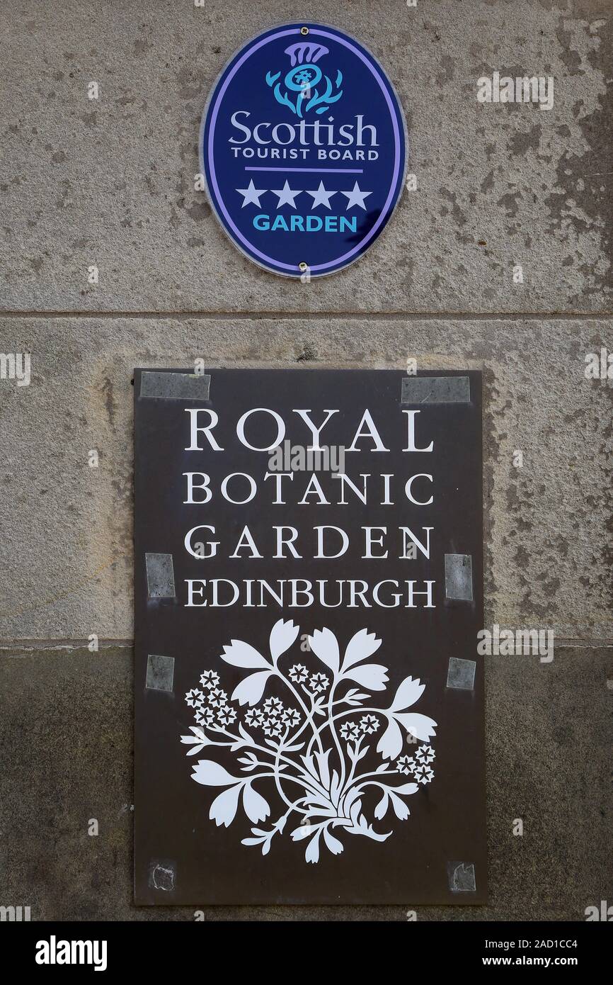 Edinburgh, Royal Botanic Garden, entrance sign Stock Photo