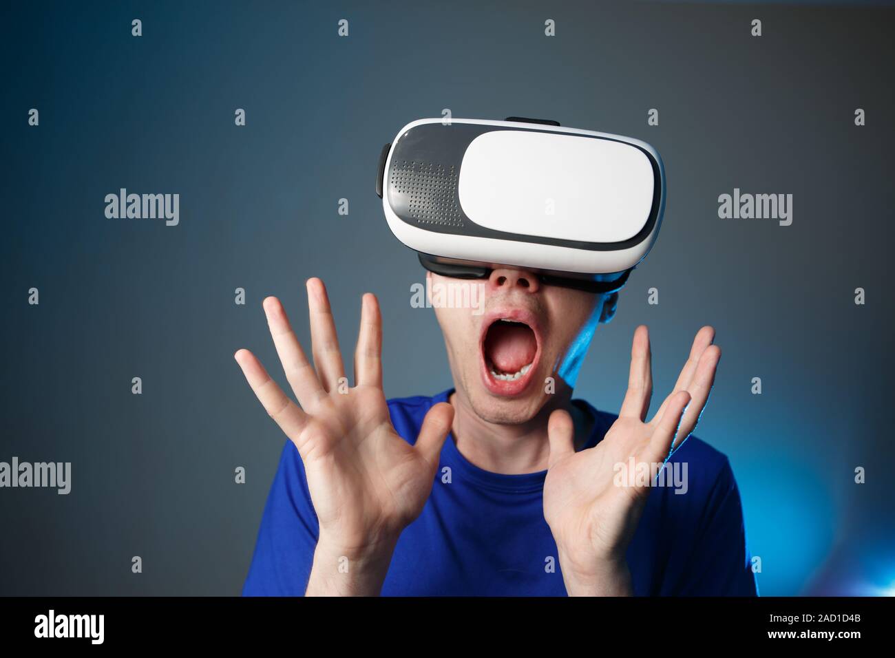 Man using VR glasses Stock Photo