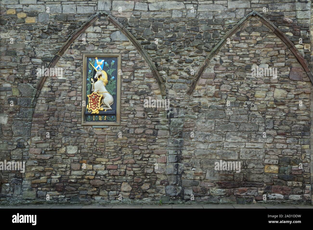 Edinburgh, Holyrood palace, Wand, Wappen Stock Photo