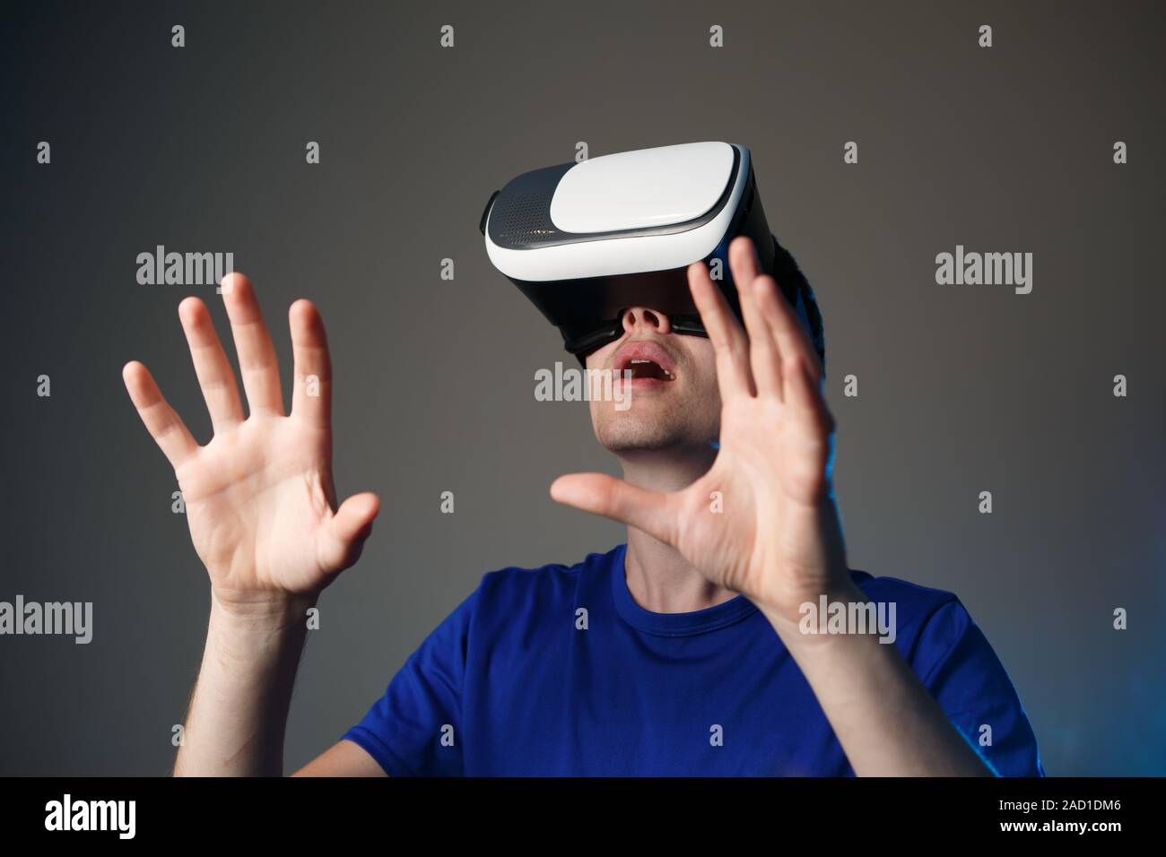 Young man using a VR googles. Stock Photo
