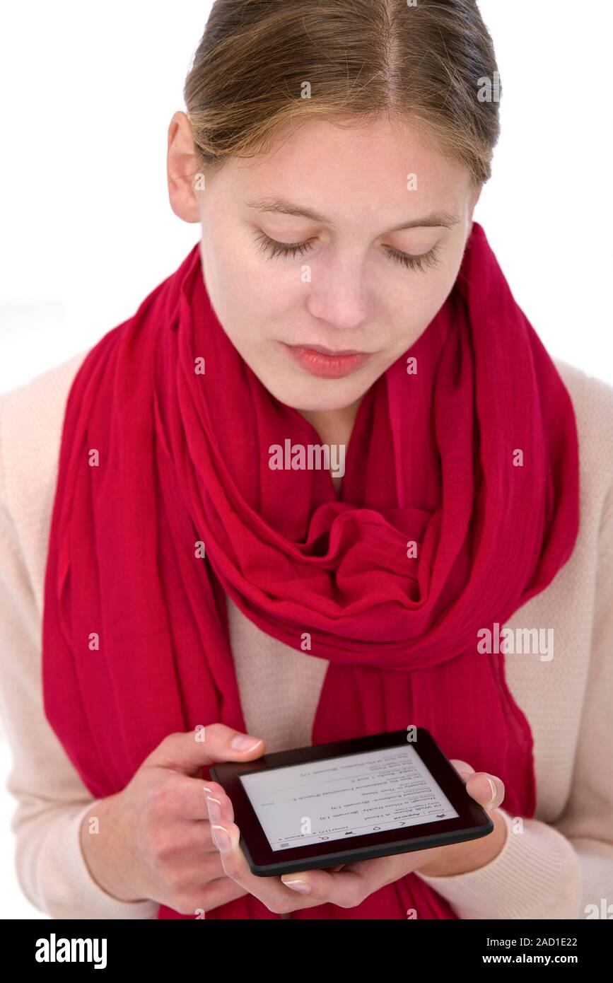 Woman using e-reader. Stock Photo