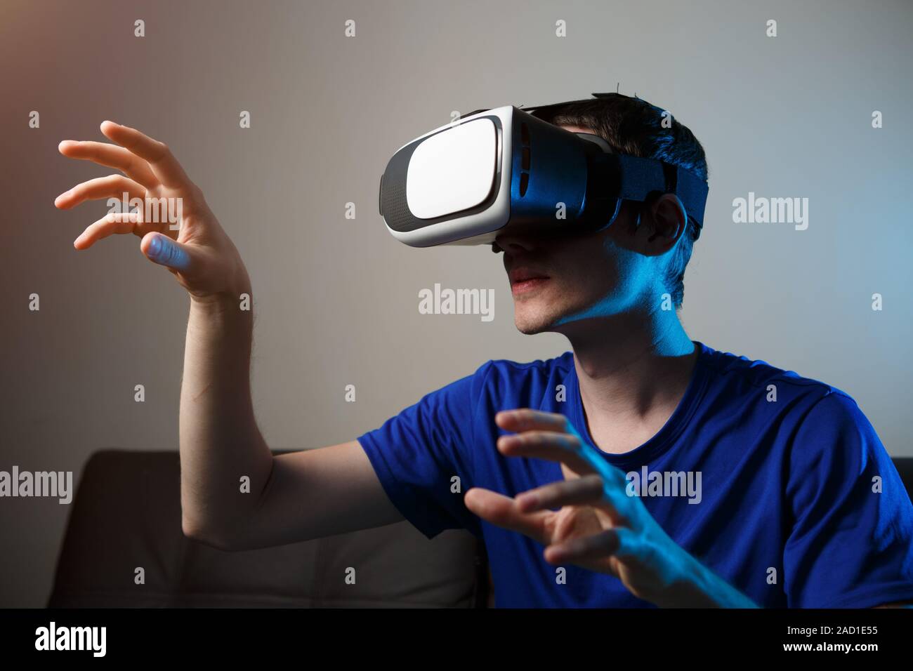 Man using VR glasses Stock Photo