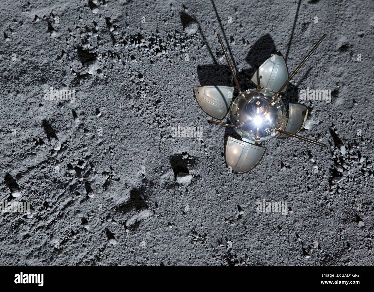 Luna 9 landing capsule. Computer illustration of the landing capsule of the  Soviet Luna 9 (Lunik 9) space probe unfurled on the surface of the Moon. L  Stock Photo - Alamy