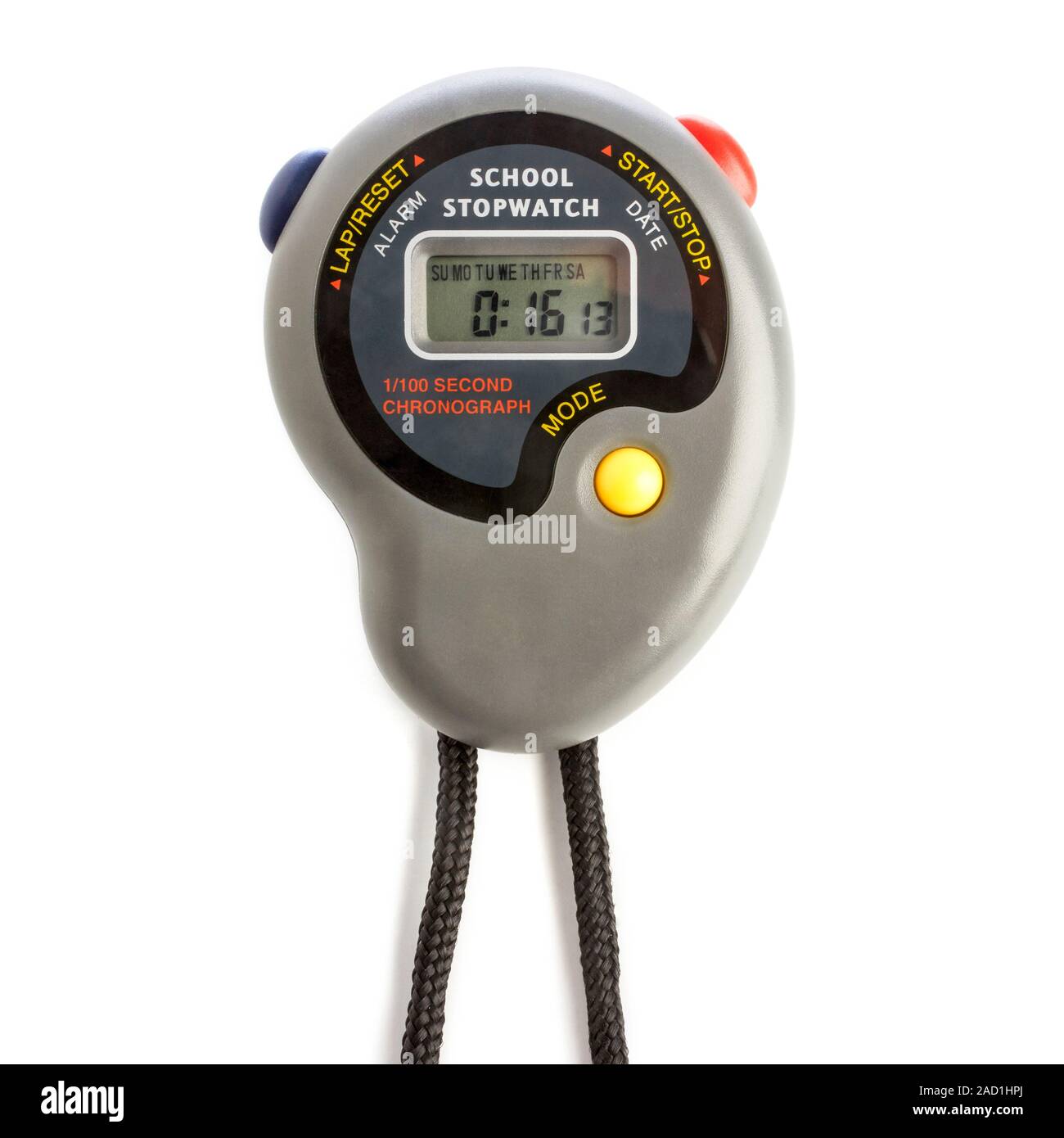A digital stopwatch, a hand-held instrument used to record time periods ...