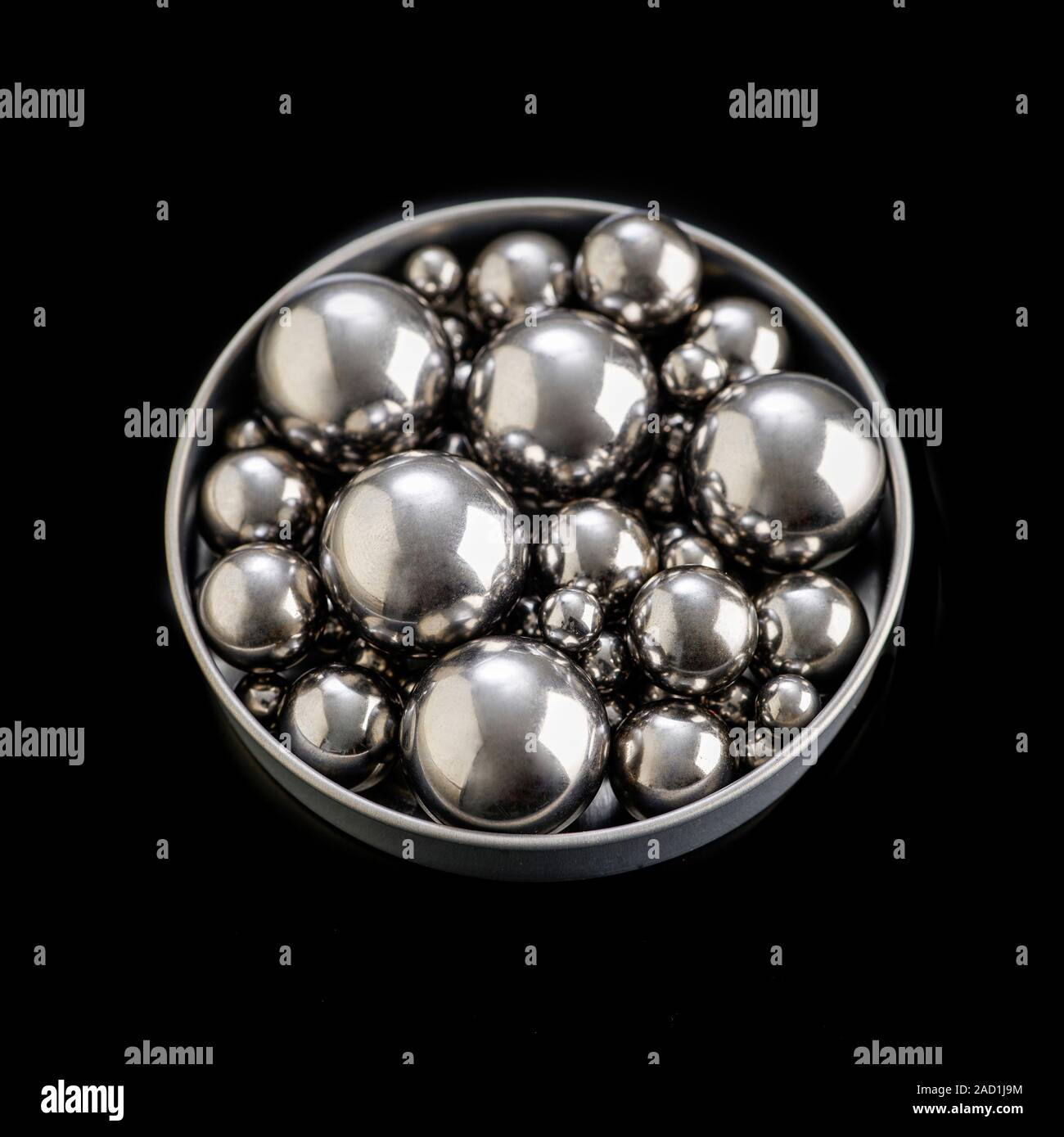 Ball bearings. These are steel spheres used in roller bearings to