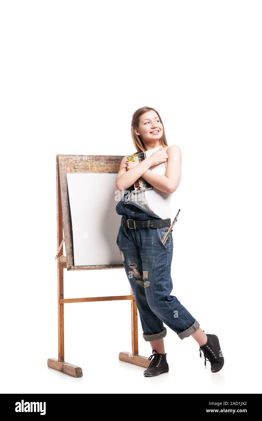 Female smiling drawing palette hi-res stock photography and images - Alamy