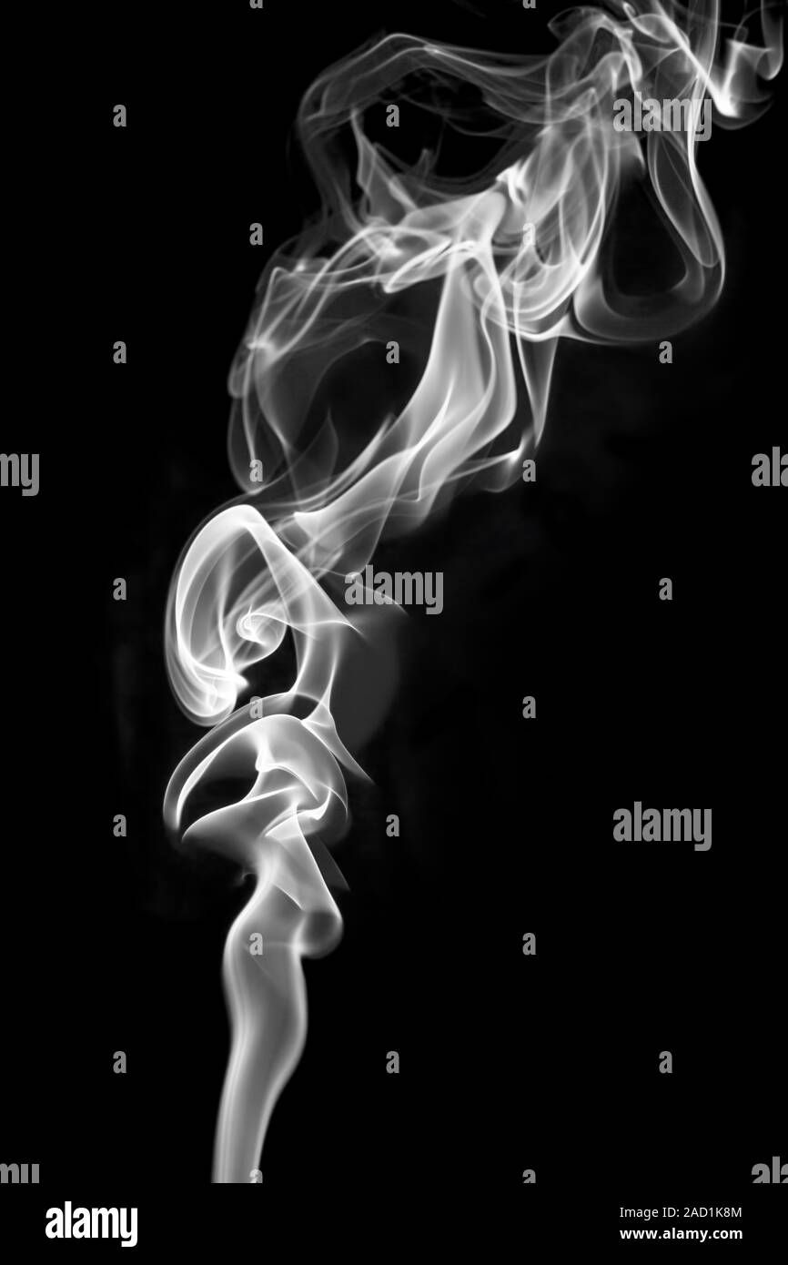 Grey smoke on black background Stock Photo