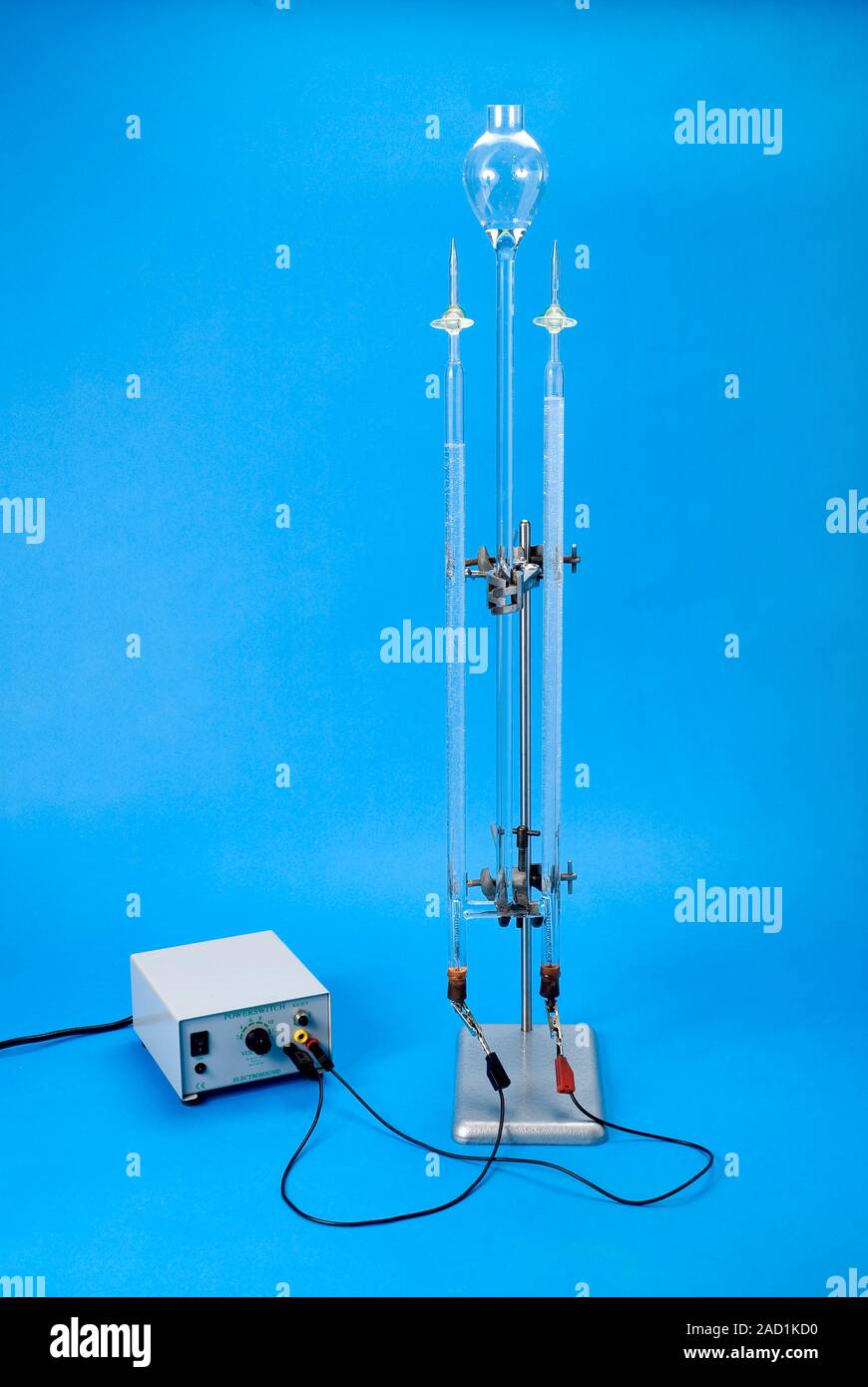 Hofmann voltameter in use. The Hoffman voltameter is an apparatus