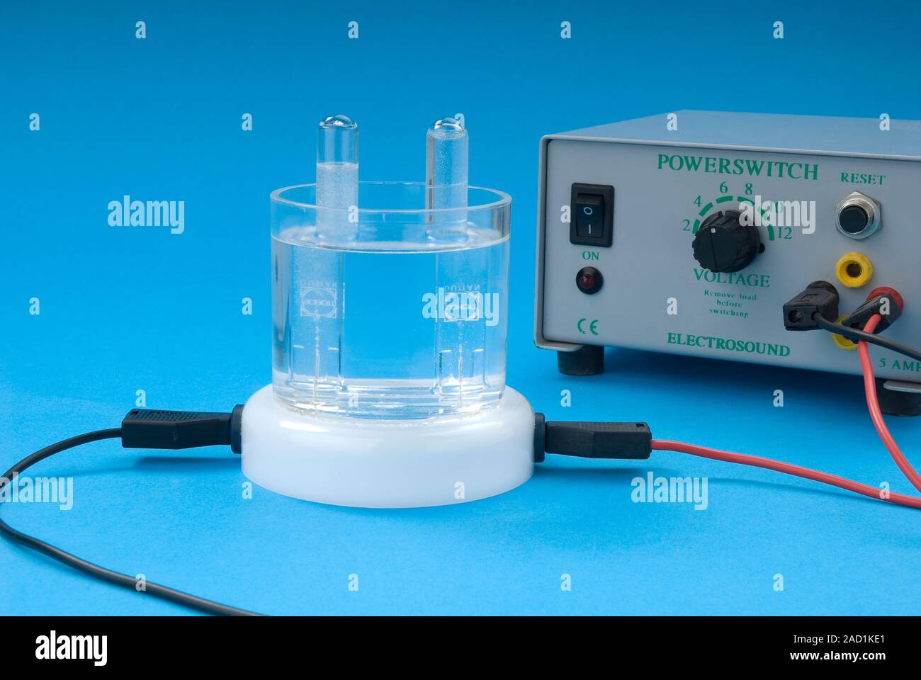 Electrolysis of sodium chloride solution. Apparatus used to pass a