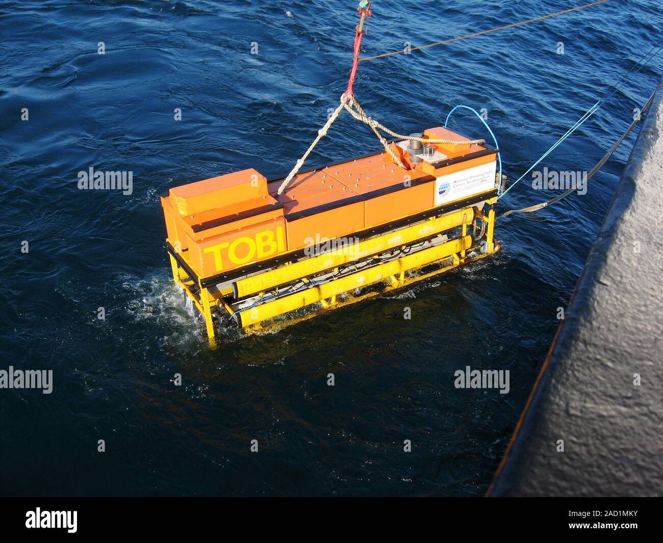 Oceanic Instrument TOBI (Towed Ocean Bottom Instrument) seafloor mapping instrument being ...